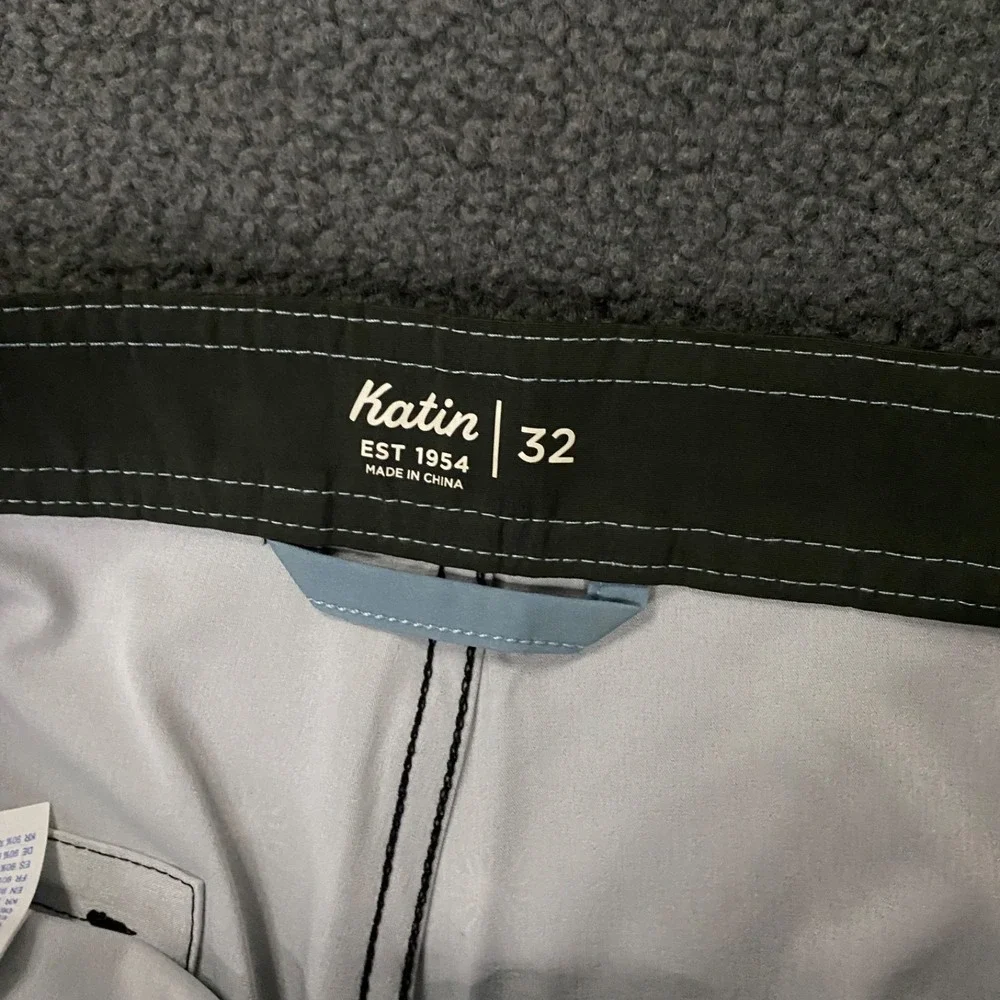 NWOT Katin Black Swim Hybrids with Light Blue Waistband & White Starburst Print